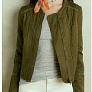 Antropologie Hei Hei Green Quilted Moto Jacket L